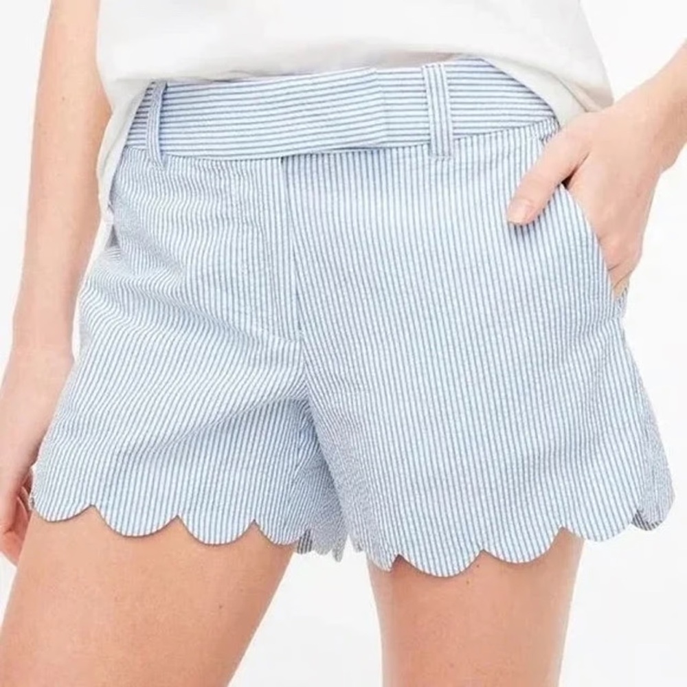 J.Crew Striped Blue Scallop Hem Women Shorts